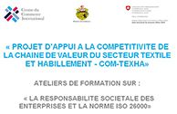 ATELIERS DE FORMATION SUR :  « LA RESPONSABILITE SOCIETALE DES ENTERPRISES ET LA NORME ISO 26000 » 